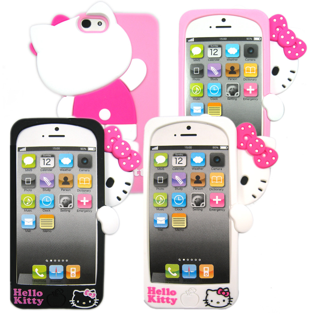 HELLO KITTY蘋果iPhone5/5S 專用3D立體躲貓貓手機保護套