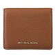 MICHAEL KORS MERCER 金字LOGO雙色牛皮釦式對折短夾(棕/淡灰) product thumbnail 1