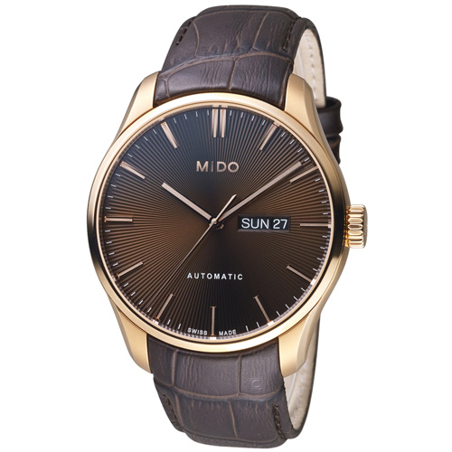 MIDO美度錶 Belluna Gent系列時尚紳士腕錶-咖啡色x玫瑰金色/42mm