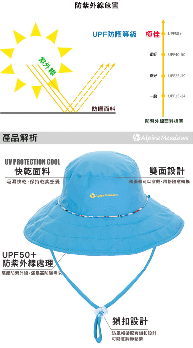 PUSH! 戶外登山休閒用品透氣快乾抗紫外線UPF50+遮陽帽沙灘帽雙面帽子女