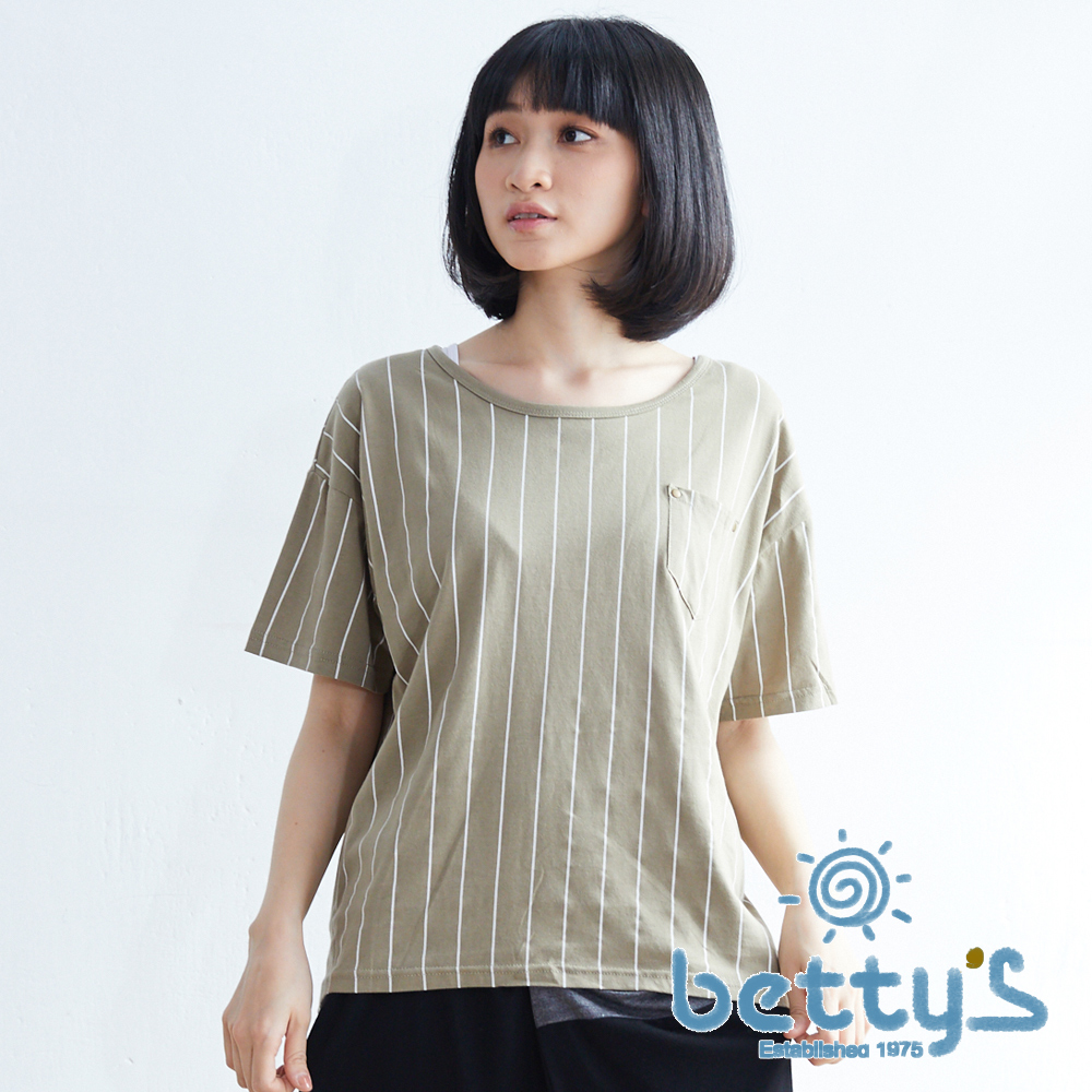 betty’s貝蒂思　前口袋條紋兩件式T-shirt(綠色)