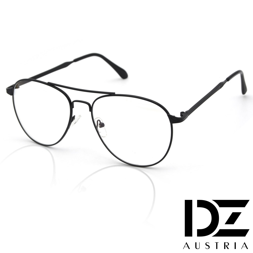 DZ 細緻雕條紋鏡腳 平光眼鏡(黑框系-無鏡片)