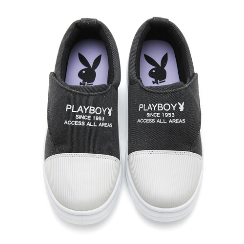 PLAYBOY率性韓系 輕便魔鬼氈厚底休閒鞋-黑