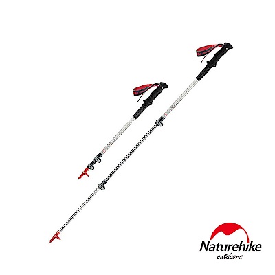 Naturehike 長手把D006碳纖維鋁合金三節外鎖登山杖 初雪白-急