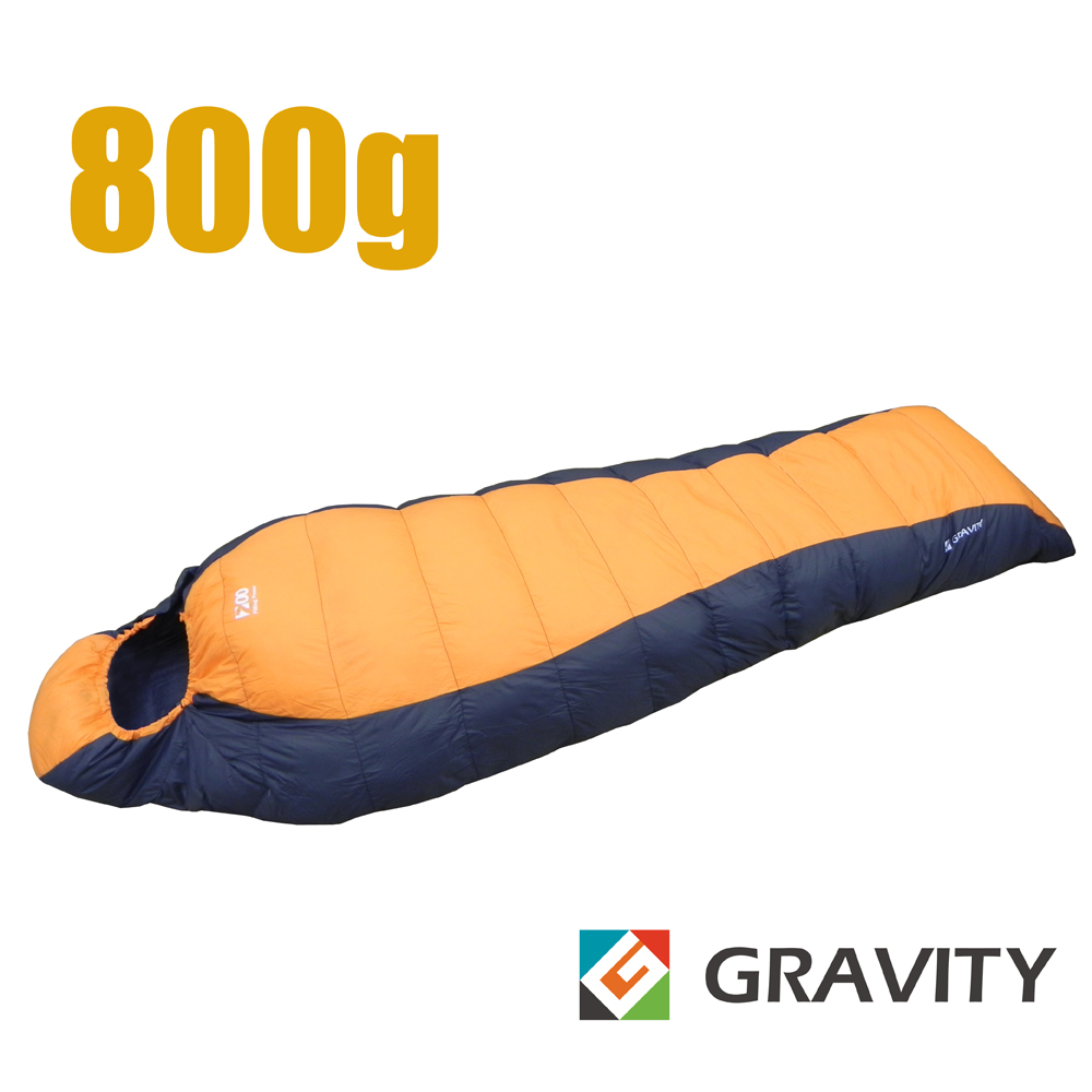 【台灣 Gravity】新百岳 信封型頂級天然水鳥羽絨睡袋800g_橘/灰