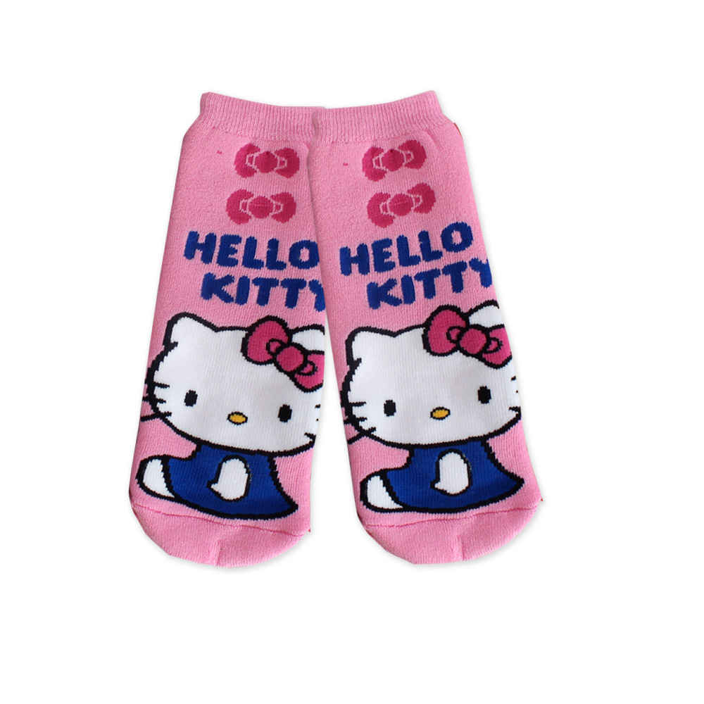 Hello Kitty凱蒂貓-蝴蝶結長毛巾直板襪(紫)