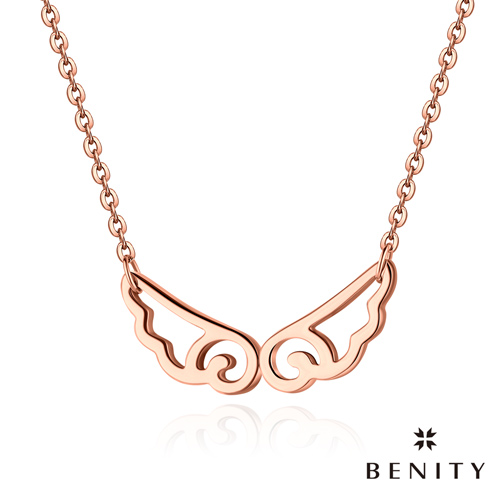 BENITY 羽翼 IP玫瑰金款 316L醫療級白鋼鍊 女項鍊