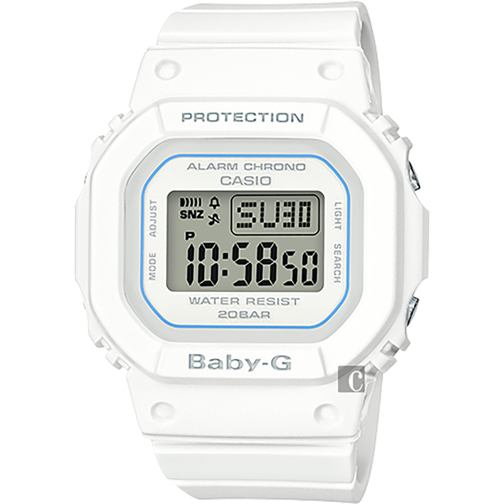 CASIO 卡西歐 Baby-G 人氣經典電子錶-白/44.7mm