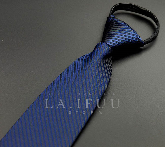 拉福斜紋領帶6cm中窄版領帶拉鍊領帶 (深藍.銀.黑)