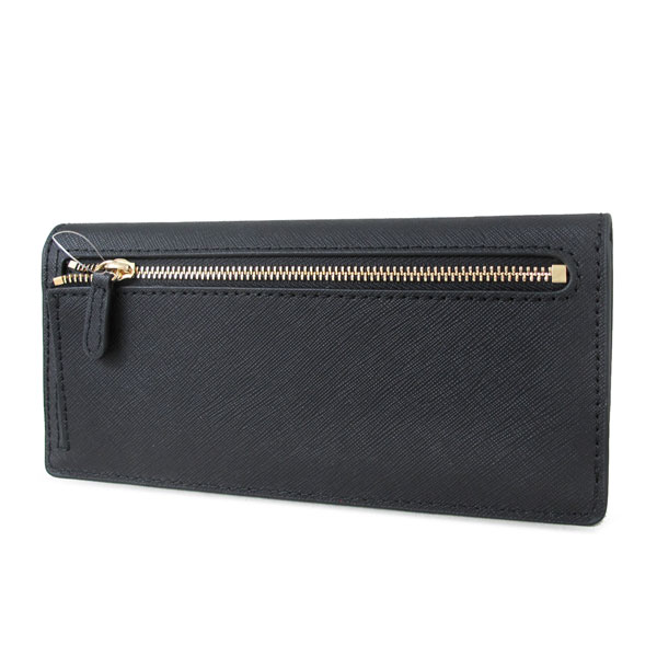 MICHAEL KORS JET SET TRAVEL金字Logo全皮革薄型長夾(黑色)