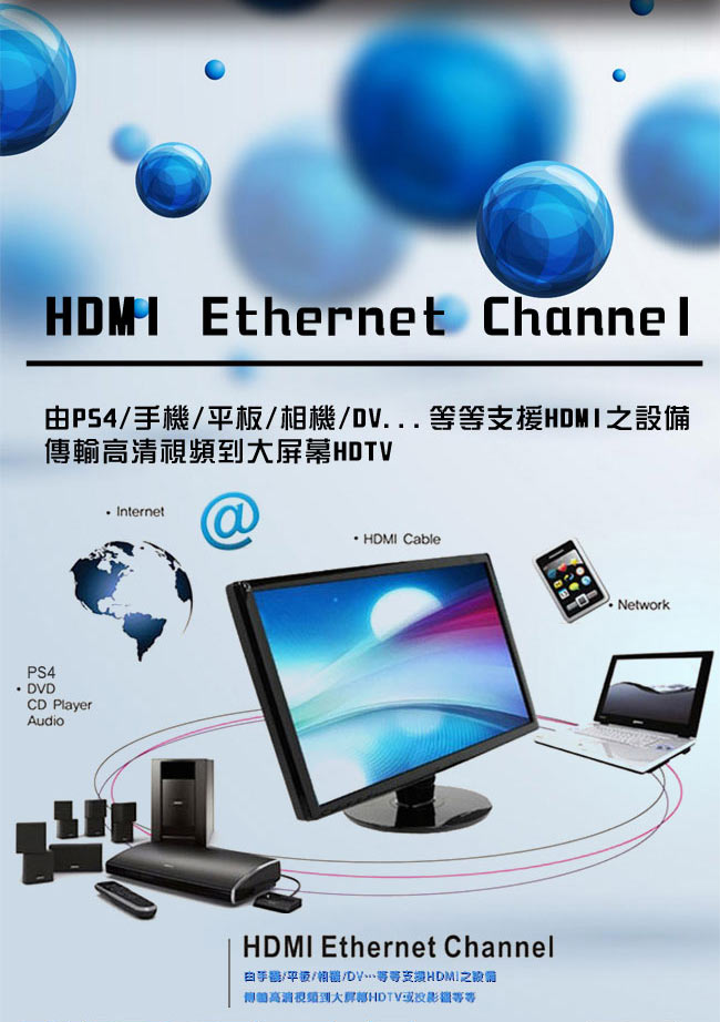 K-Line HDMI to HDMI 4K高清視頻影音傳輸線 90cm