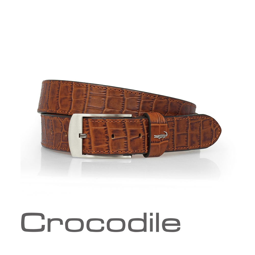 Crocodile 經典鱷魚壓紋休閒皮帶 0102-20182
