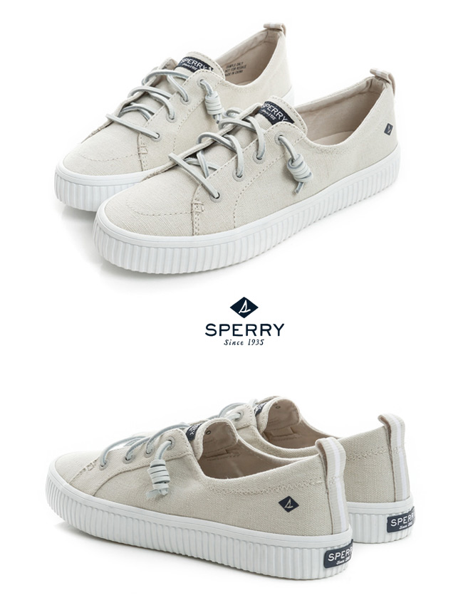 SPERRY 街頭風尚經典帆布帆船鞋(女)-象牙白