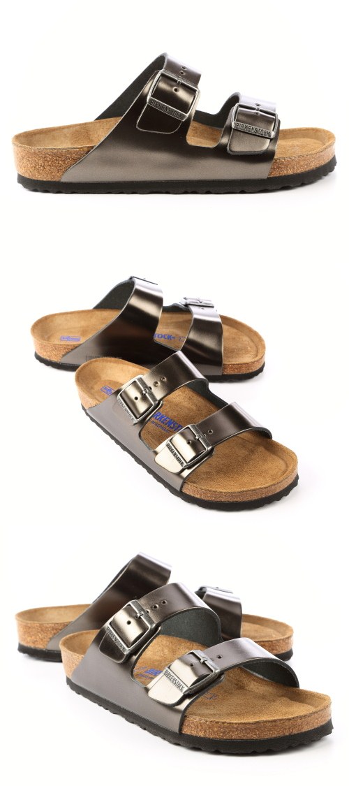 勃肯BIRKENSTOCK 1000292。亞利桑那經典二條拖鞋(鐵灰金)