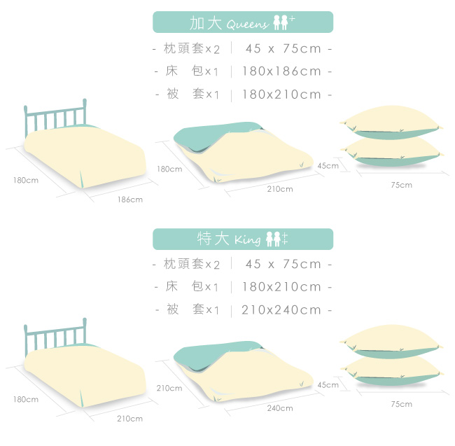 GOLDEN-TIME-清爽格紋-綠-精梳棉-加大四件式薄被套床包組