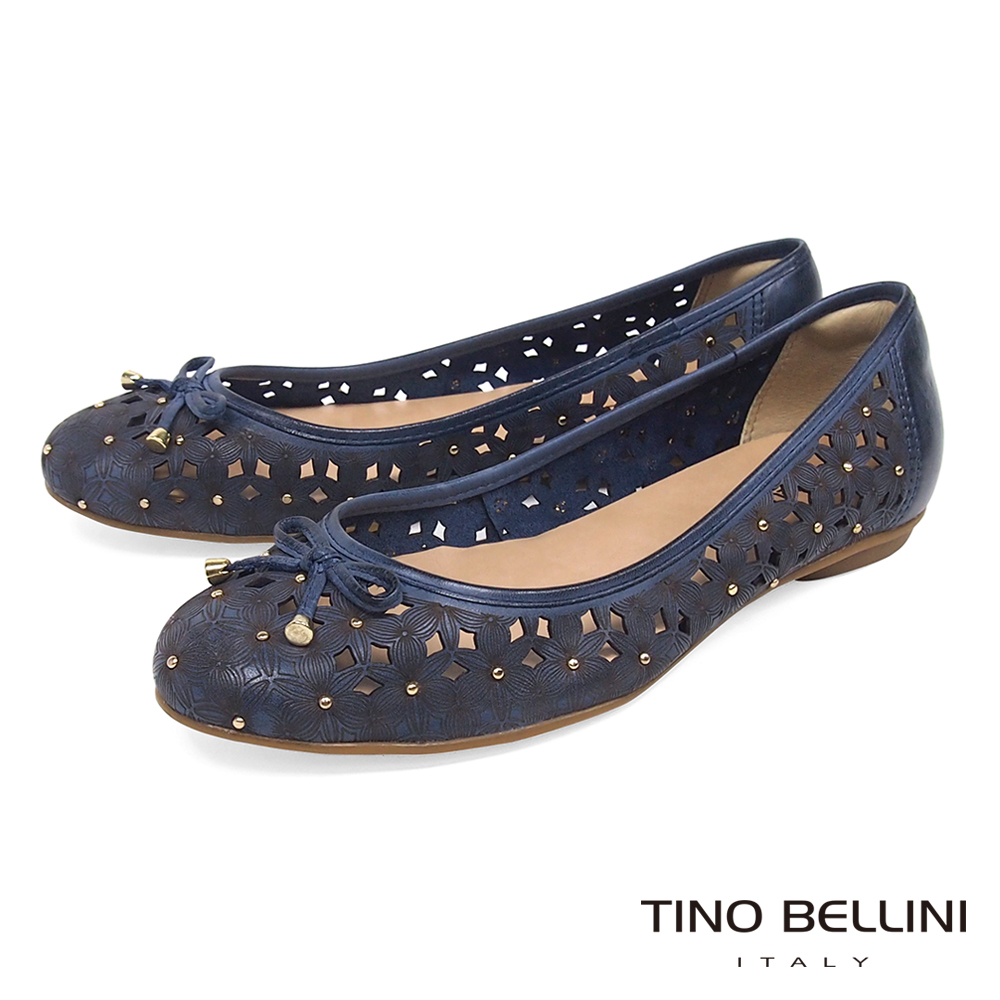 Tino Bellini 巴西進口雷射繁華鏤空鉚釘娃娃鞋_ 藍