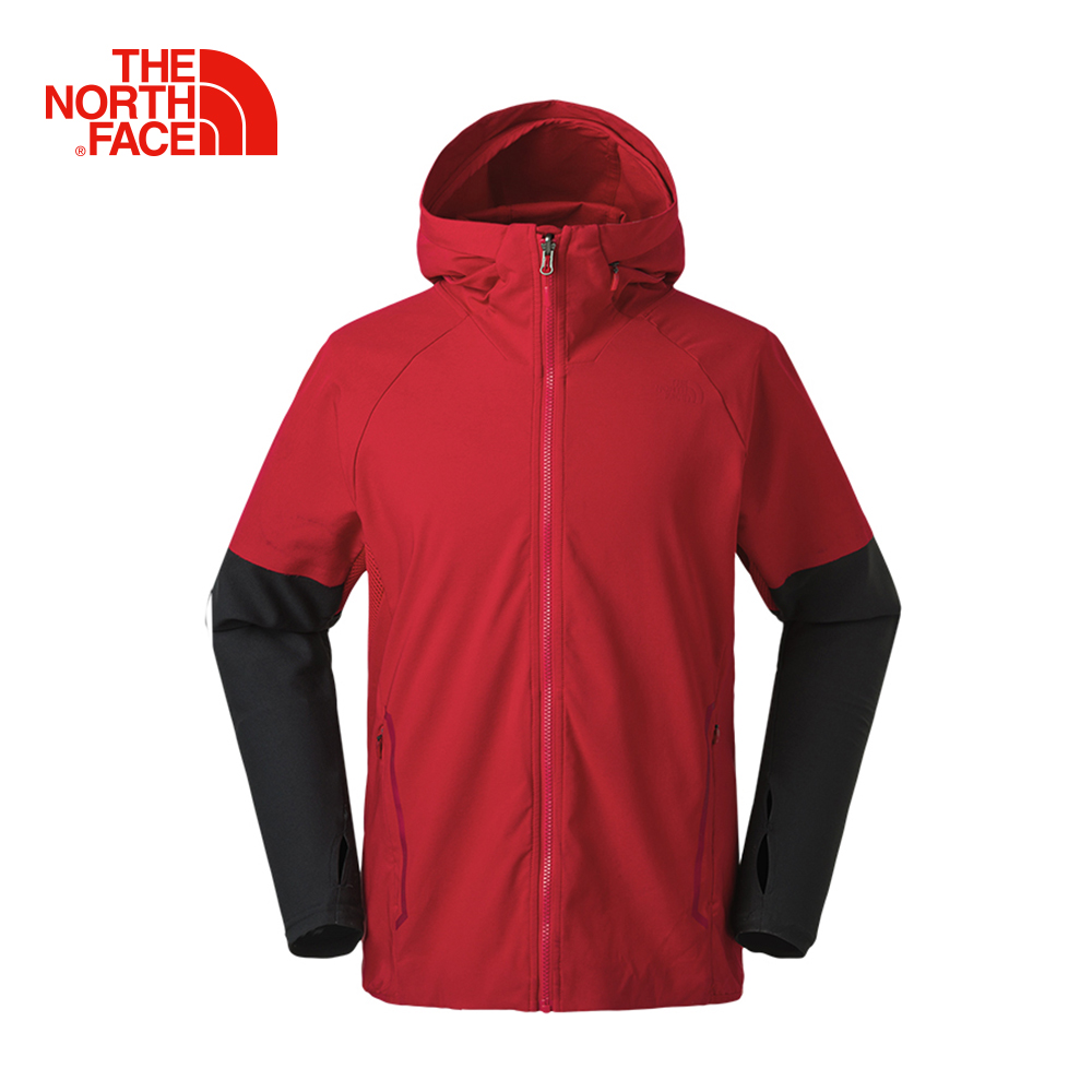 The North Face北面男款紅色防風透氣運動外套