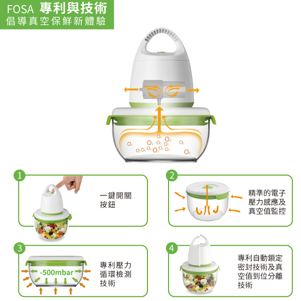 FOSA真鮮寶智能真空保鮮套裝旗艦組(含主機)HFA11000