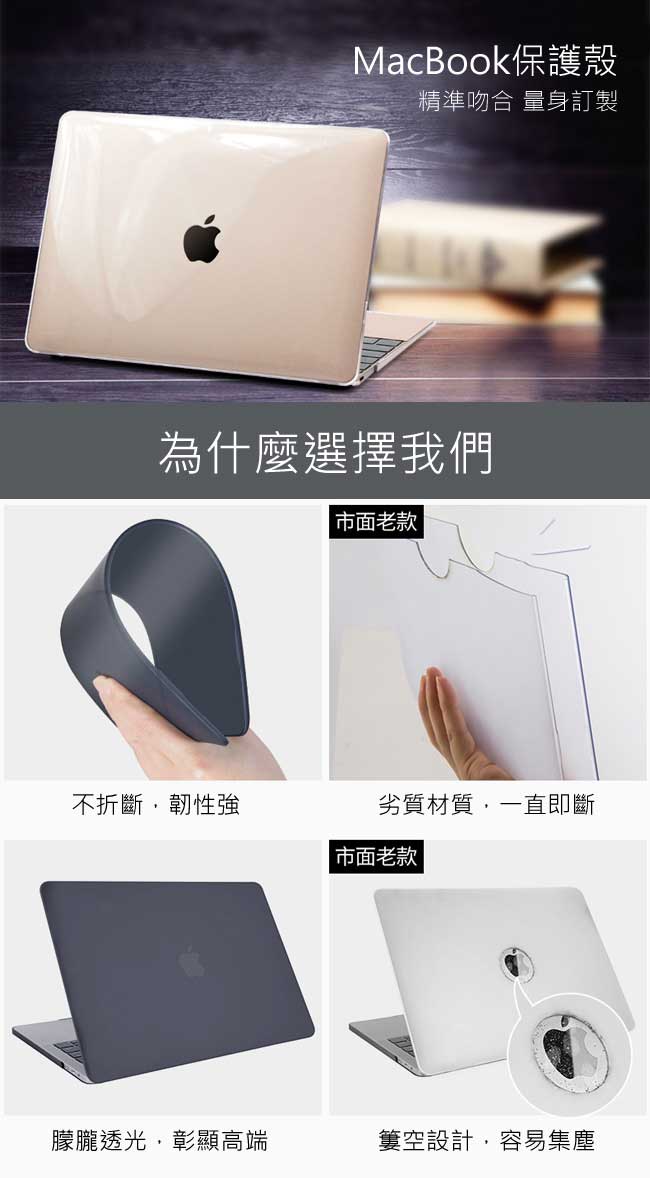For Apple MacBook Retina 13.3吋 筆電殼 透黑