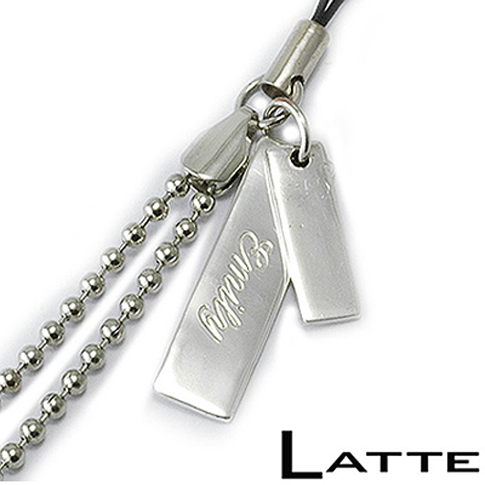 【LATTE】純銀 英文刻字 手機吊飾(時尚小板)