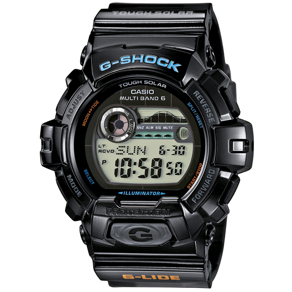 G-SHOCK 逐浪挑戰運動衝浪概念電波錶-黑/55.1mm