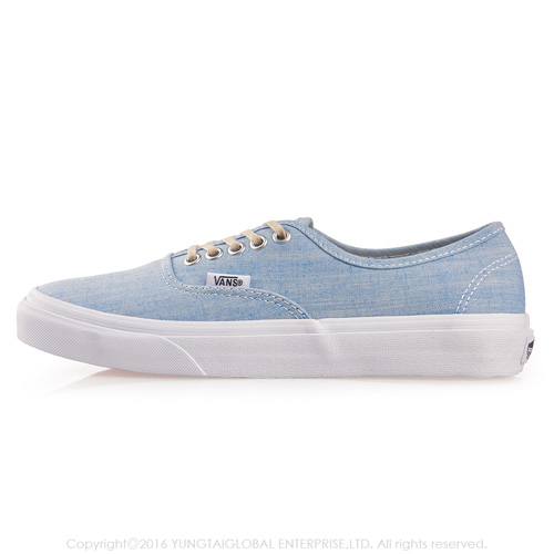 (女)VANS Authentic Slim 素色5孔綁帶休閒鞋*藍色