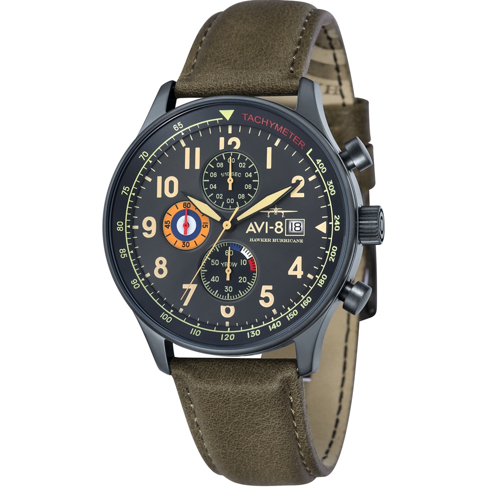 AVI-8 飛行錶 HAWKER HURRICANE 潮流手錶-鐵灰/42mm