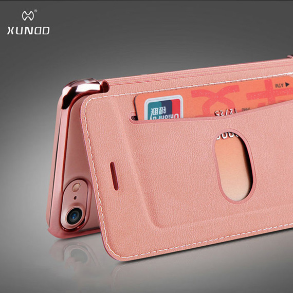 XUNDD for iPhone 8/iPhone 7 輕柔裸背皮革電鍍皮套