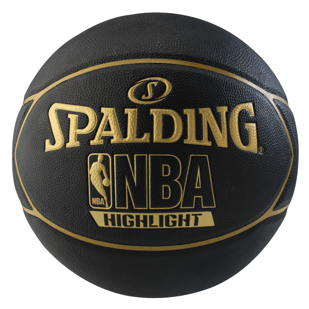 SPALDING 斯伯丁 NBA Highlight 五芒星 PU 黑/金 籃球 7號