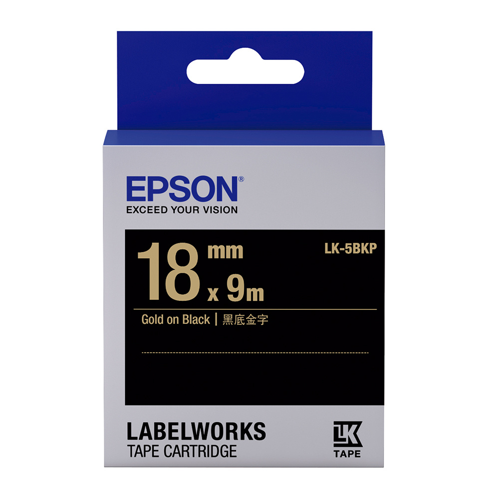 EPSON C53S655407 LK-5BKP粉彩系列黑底金字標籤帶(寬度18mm)