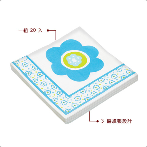 KitchenCraft 餐巾紙20入(藍花)