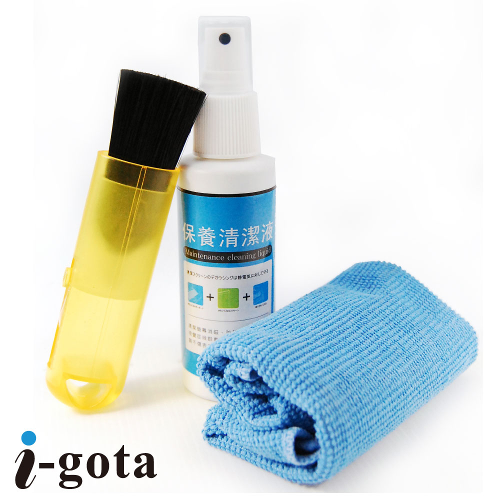 i-gota LCD清潔組(螢幕專用清潔劑+纖維微米布+伸縮清潔毛刷 3入)