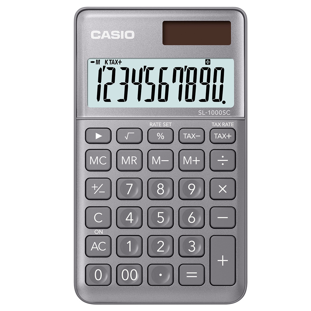 CASIO 10位元時尚霧面系列攜帶型計算機(SL-1000SC-GY)-光澤灰