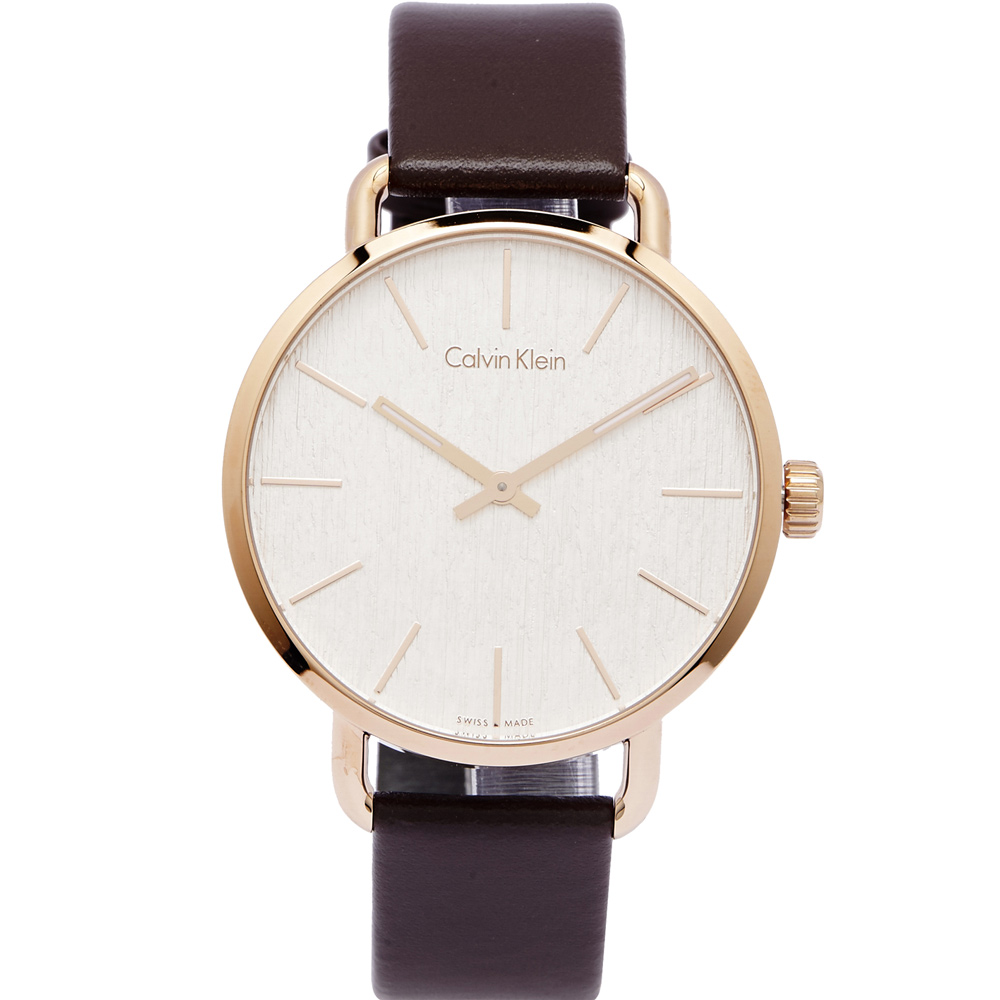 CK Calvin Klein 大自然木質感手錶(K7B216G6) -銀白面/42mm