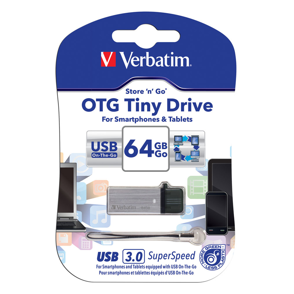 Verbatim 威寶 64GB OTG 3.0 TINY 雙介面手機平板高速隨身碟