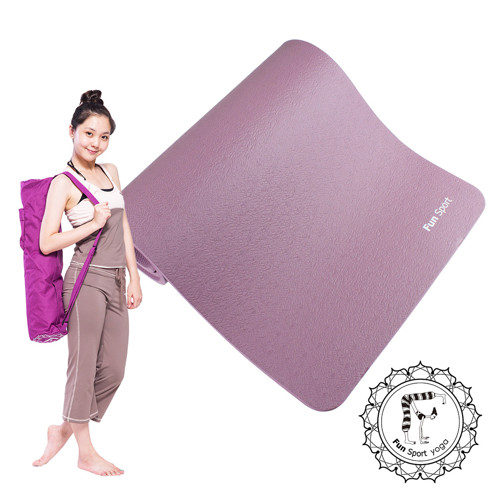 Fun Sport 舒力康環保運動伸展墊/地墊(厚15mm)(風情紫)送束帶+立樂沛背袋
