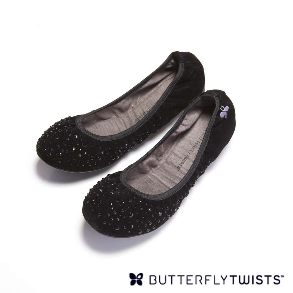 BUTTERFLY TWISTS-CHRISTINA可折疊扭轉芭蕾舞鞋-水鑽黑