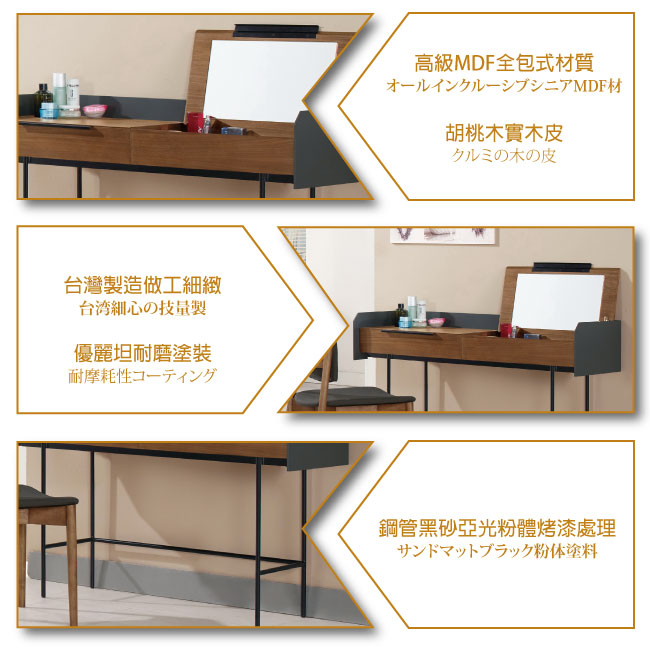 AS-Gwen化妝桌椅組-120x45x75cm