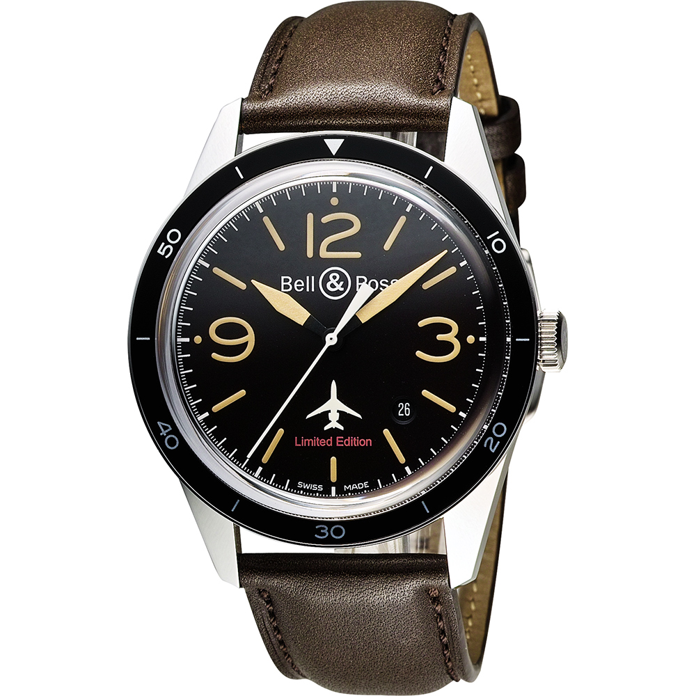 Bell & Ross Falcon 獵鷹噴射客機50周年限量紀念腕錶-咖啡/43mm
