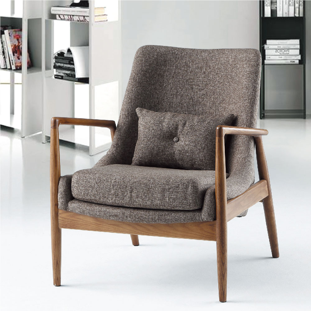品家居 瑞喬亞麻布實木單人沙發椅-67x55x80cm-免組