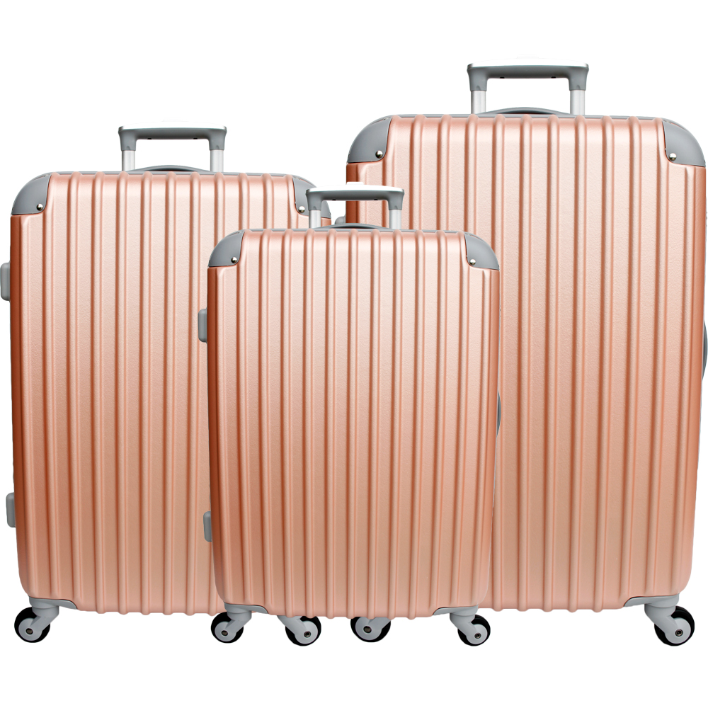 YC Eason 超值流線型三件組ABS可加大海關鎖硬殼行李箱 玫瑰金
