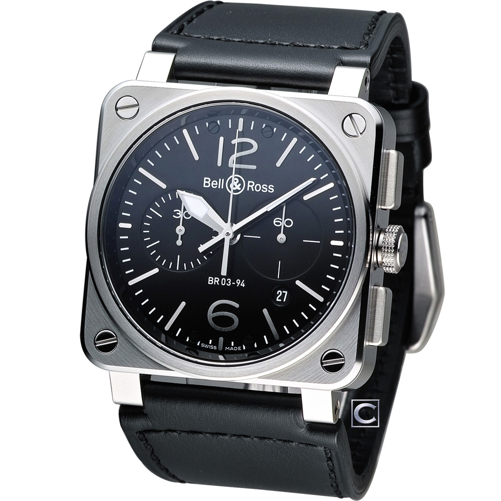 Bell & Ross 飛鷹戰士 自動機械計時腕錶-黑/42mm