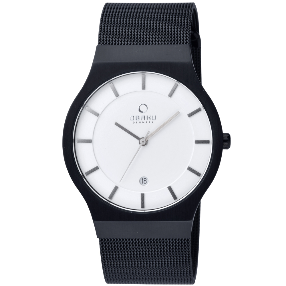 OBAKU 極簡時代優雅時尚腕錶-黑帶白面/38mm product image 1