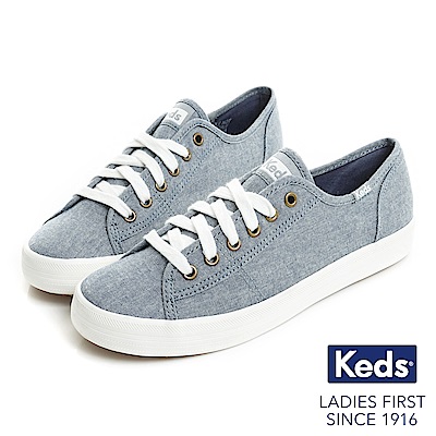 Keds KICKSTART 厚底綁帶休閒鞋-靛藍