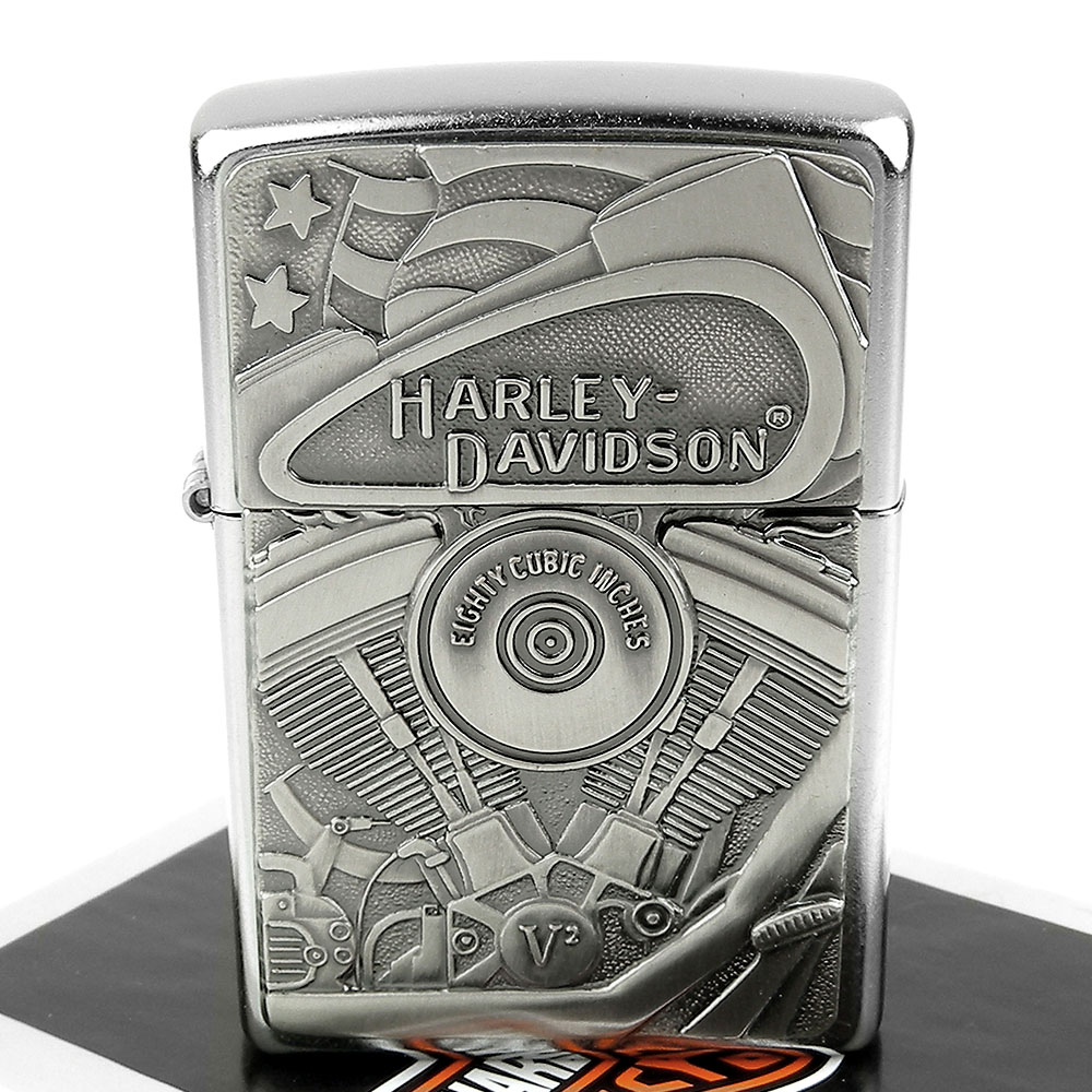 【ZIPPO】美系~Harley-Davidson-哈雷-V2引擎圖案貼飾打火機