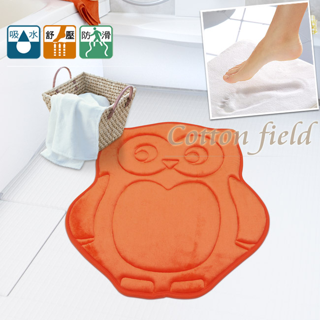 棉花田【貓頭鷹】舒壓記憶綿吸水防滑造型踏墊(57x54cm)