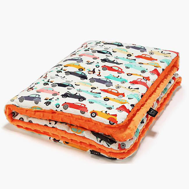 嬰兒毯寶寶毯-La Millou 暖膚豆豆毯-法鬥噗噗車(葡萄柚橙橘)