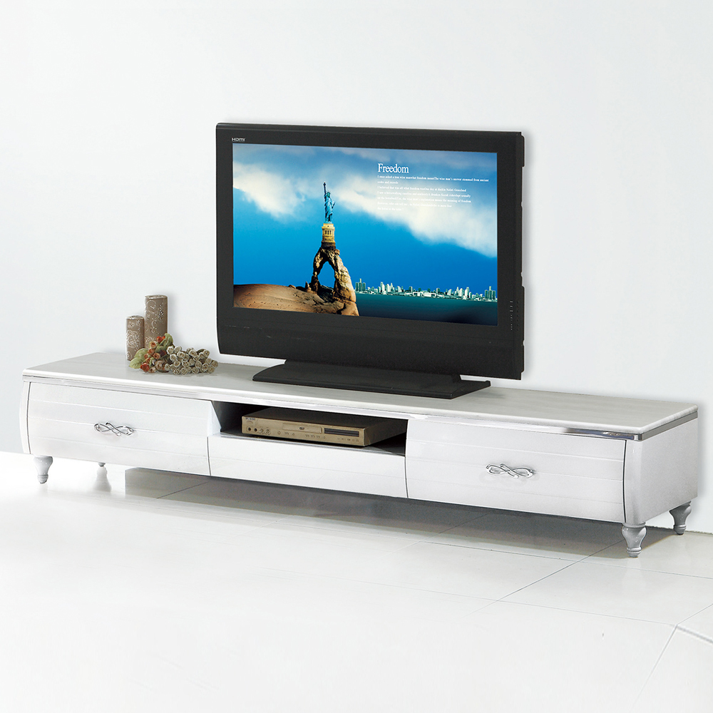 Boden-貝蒂雅6.7尺白色二抽石面電視櫃/長櫃-200x45x40cm