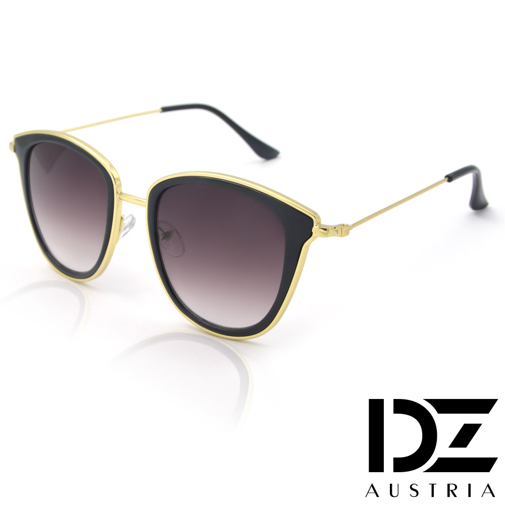 DZ 派對焦點 抗UV太陽眼鏡造型墨鏡(亮黑金框漸層灰片)