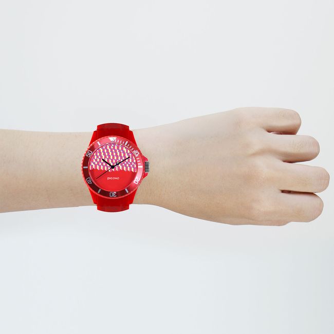 PICONO 繽紛主題 - 方塊遊樂場系列手錶 - 紅/40mm